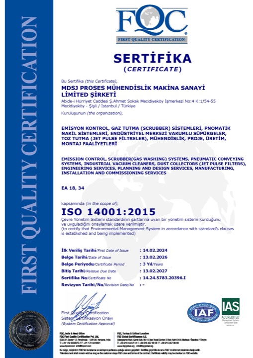 MDSJ Process ISO 14001:2015 belgesi